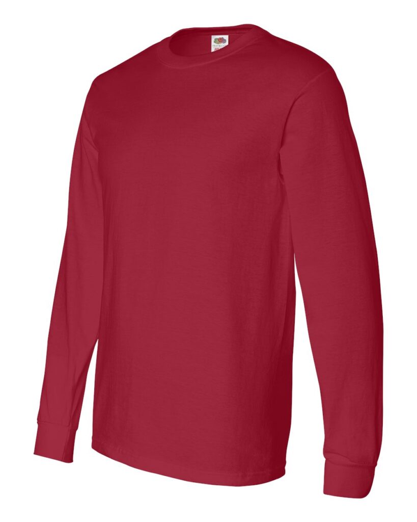 fruit of the loom heavy cotton long sleeve t shirt