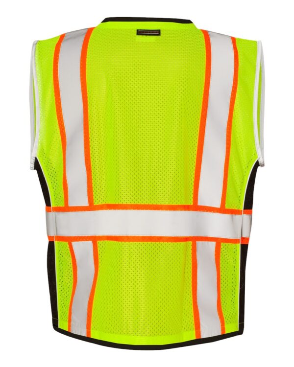 Back view of lime ML Kishigo Premium Black Series Heavy Duty Vest 1513-1514