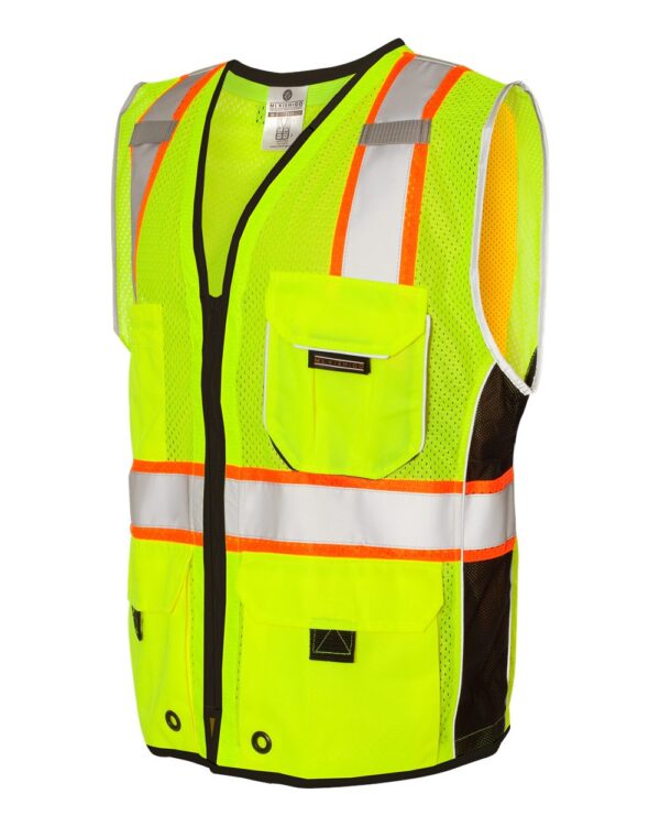 Side view of lime ML Kishigo Premium Black Series Heavy Duty Vest 1513-1514