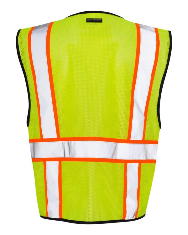 Back view of lime ML Kishigo Economy Vest with Contrast-Color Zippered Front -1527-1528