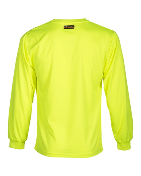Back view of lime ML Kishigo Microfiber Polyester Long Sleeve T-Shirt 9122-9123