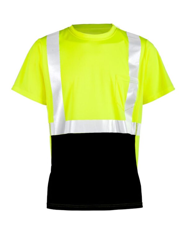 Front view of lime ML Kishigo Black Bottom Class 2 T-Shirt 9162