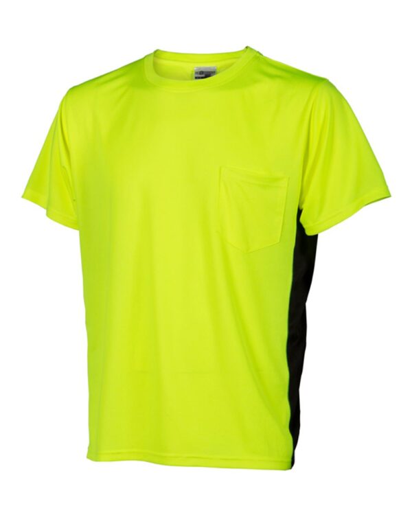 Side view of lime ML Kishigo Premium Black Series Hi-Viz T-Shirt 9200-9201