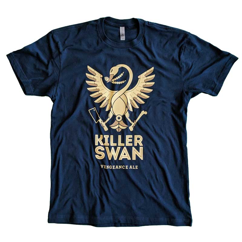 Back View of Killer Swan Custom Screen Printed Short Sleeve T-Shirt